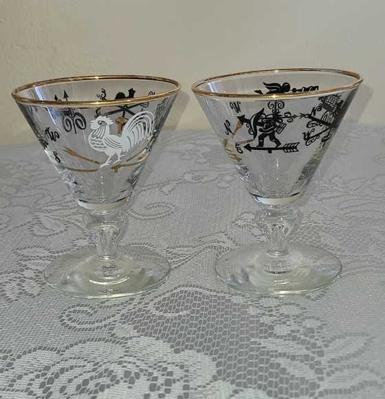 Mid Century Barware Cocktail Glass Stems Set ~ 6 - Picture 6 of 6